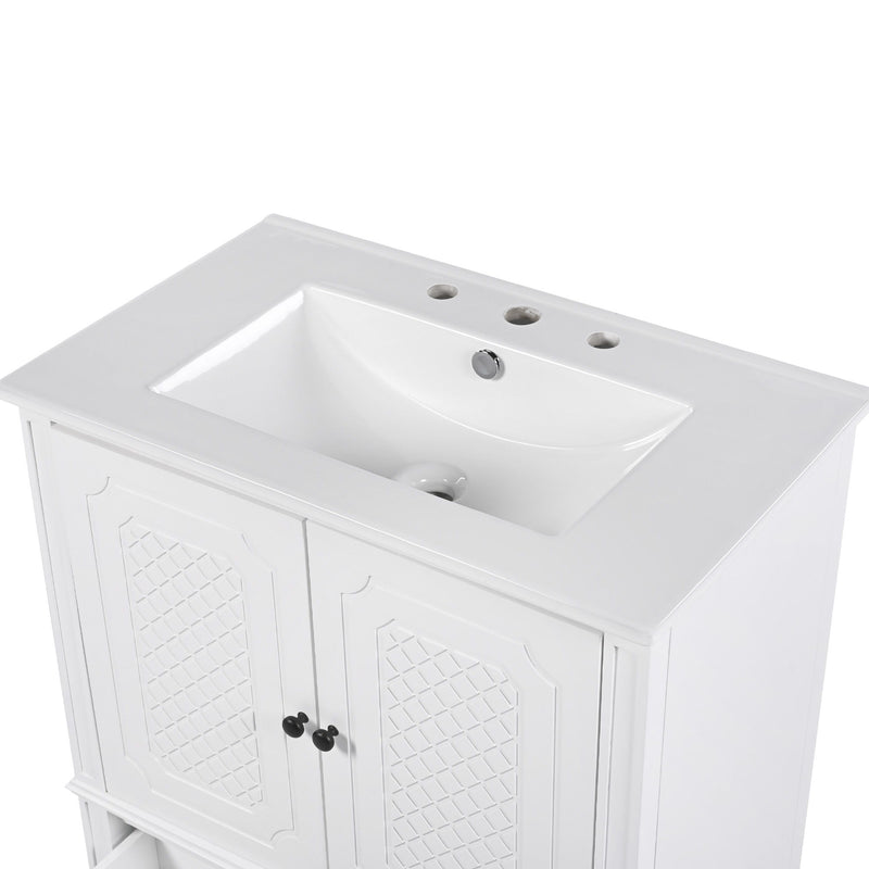 Vintage Style Bathroom Vanity With Sink, Multi Functional Storage, Soft-Closing Door
