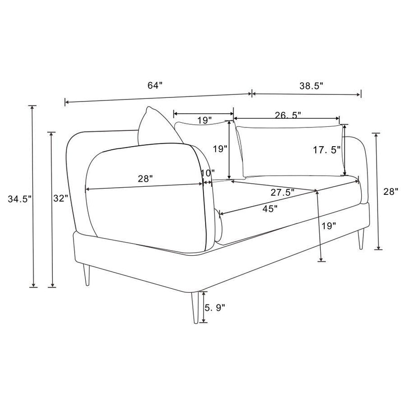 Jade - Chenille Upholstered Modern Track Arm Loveseat