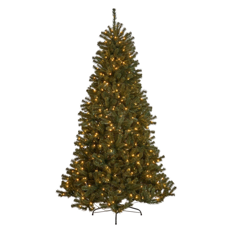 Noble - 7' Hinged Christmas Tree With 500 Clear Lights - Green