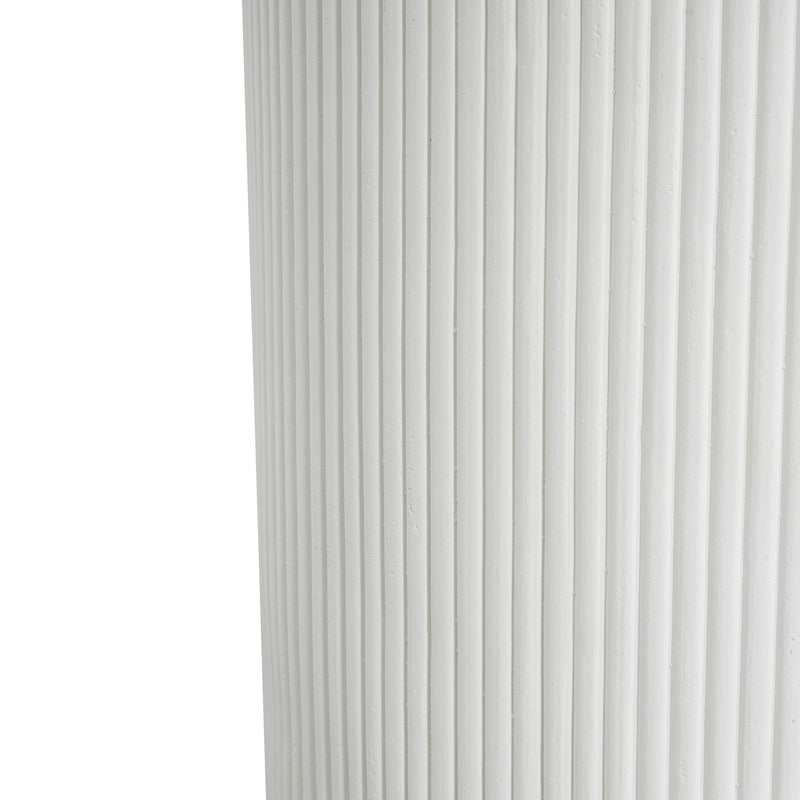 Handmade Side Table With Ribbed Design For Indoor And Outdoor Use - White