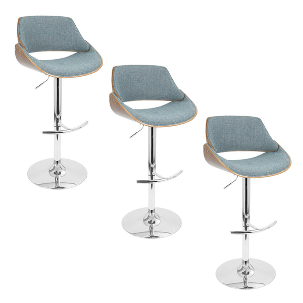 Fabrizzi - Mid Century Modern Adjustable Barstool With Swivel With Rounded T Footrest (Set of 3)