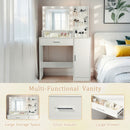Vanity Desk With Mirror And Adjustable LED Lights, 3 Lighting Modes, Drawer And Storage Cabinet - White