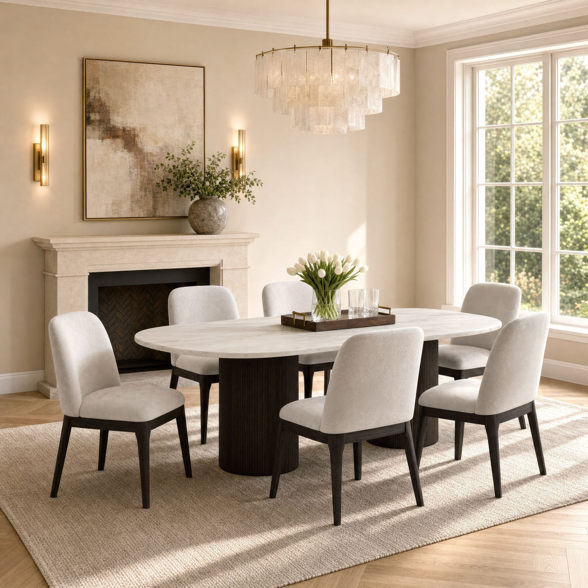 Sylvie Standard Height Dining Set, Oval Table in Black by Elements International, view 24