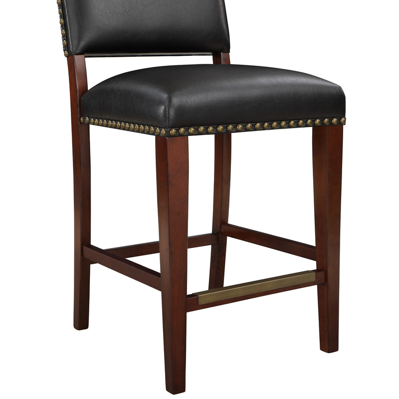 Danbers - Stationary Counter Stool With Nail Heads - Dark Brown