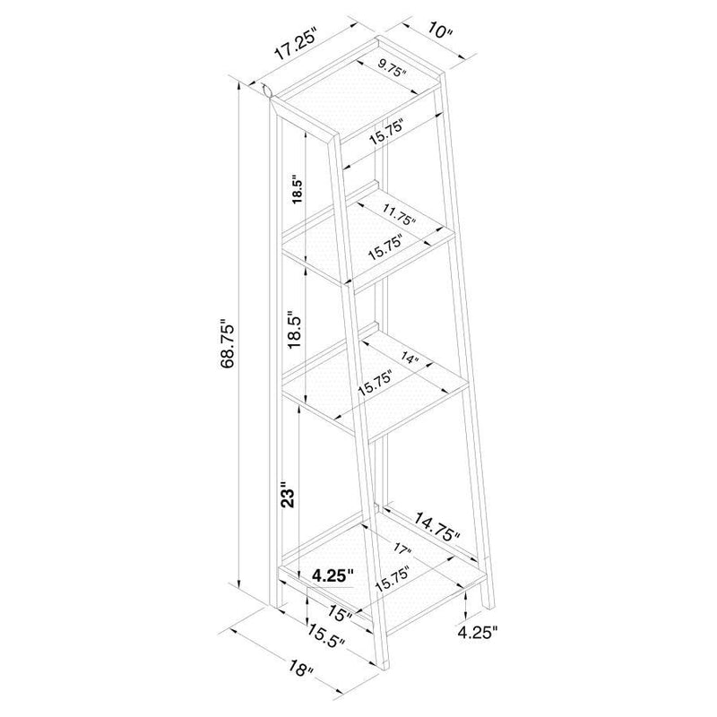 Pinckard - 4-Shelf Bookshelf - Gray Stone