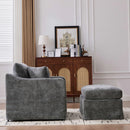 Accent Chair Wide With 2 Bolster Pillows, And Matching Ottoman