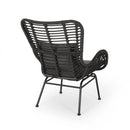 Modern Aesthetic Outdoor Rattan Accent Chair With Metal Legs