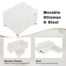 Pull-Out L-Shaped Sectional Sofa With Movable Ottoman And Stool, Large Storage Space, A Cup Holder, And 2 USB Ports For Living Room