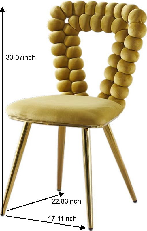 Modern Chair With Iron Tube Legs, Soft Cushions And Comfortable Backrest, Suitable For Dining Room, Living Room, Cafe, Hairball Back