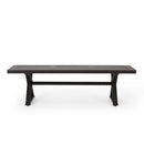 Modern Aluminum Outdoor Dining Bench With X Base