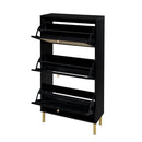 Modern Rattan 3 Door Shoe Rack Cabinet For Entryway