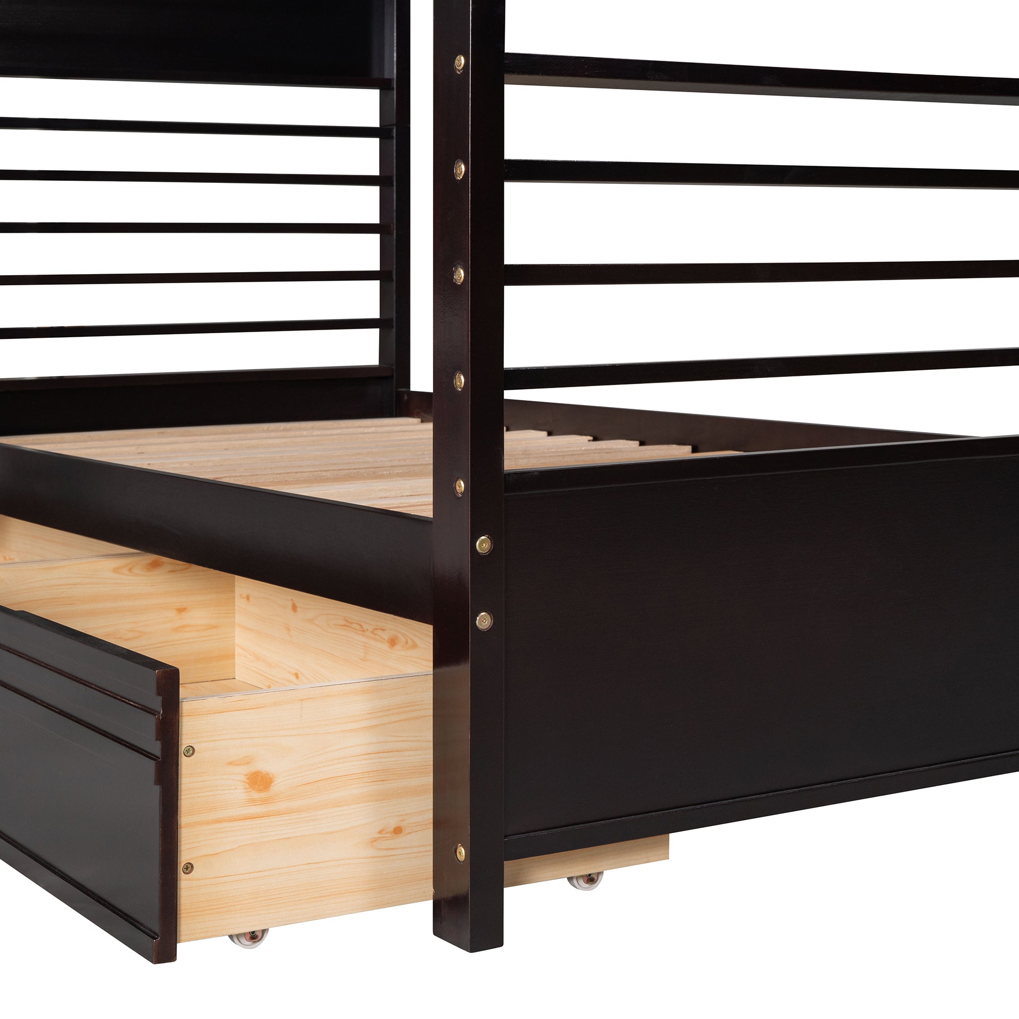 Twin over Twin Wood Bunk Bed with Two Drawers - Espresso - Atlantic Fine Furniture Melbourne FL