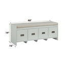 Berci - Bench - Beige Fabric & White - Atlantic Fine Furniture Inc
