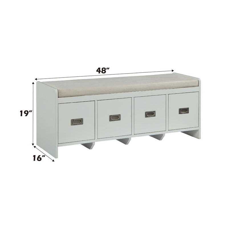 Berci - Bench - Beige Fabric & White