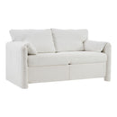 Modern Loveseat Sofa 2 Seater Plush Chenille Fabric Couch With High Density Foam Cushions - Ivory White