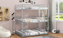 Metal Full Size Triple Bunk Bed, Silver
