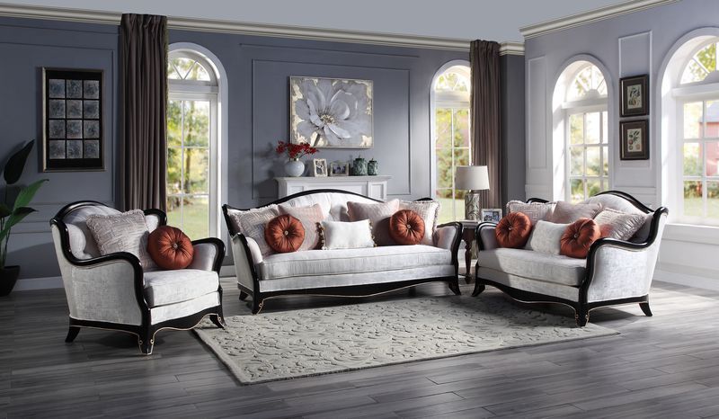 Nurmive - Loveseat With 6 Pillows - Beige Fabric