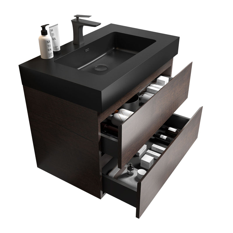 Alice - Bathroom Vanity Wall Mounted With Sink, Large Storage Floating Bathroom Vanity For Modern Bathroom, One-Piece Sink Basin Without Drain And Faucet