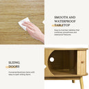 Rattan TV Stand For Tvs Up To 75'', Modern Farmhouse Media Console, Entertainment Center With Legs, TV Cabinet For Living Room, Home Theatre - Natural Wood