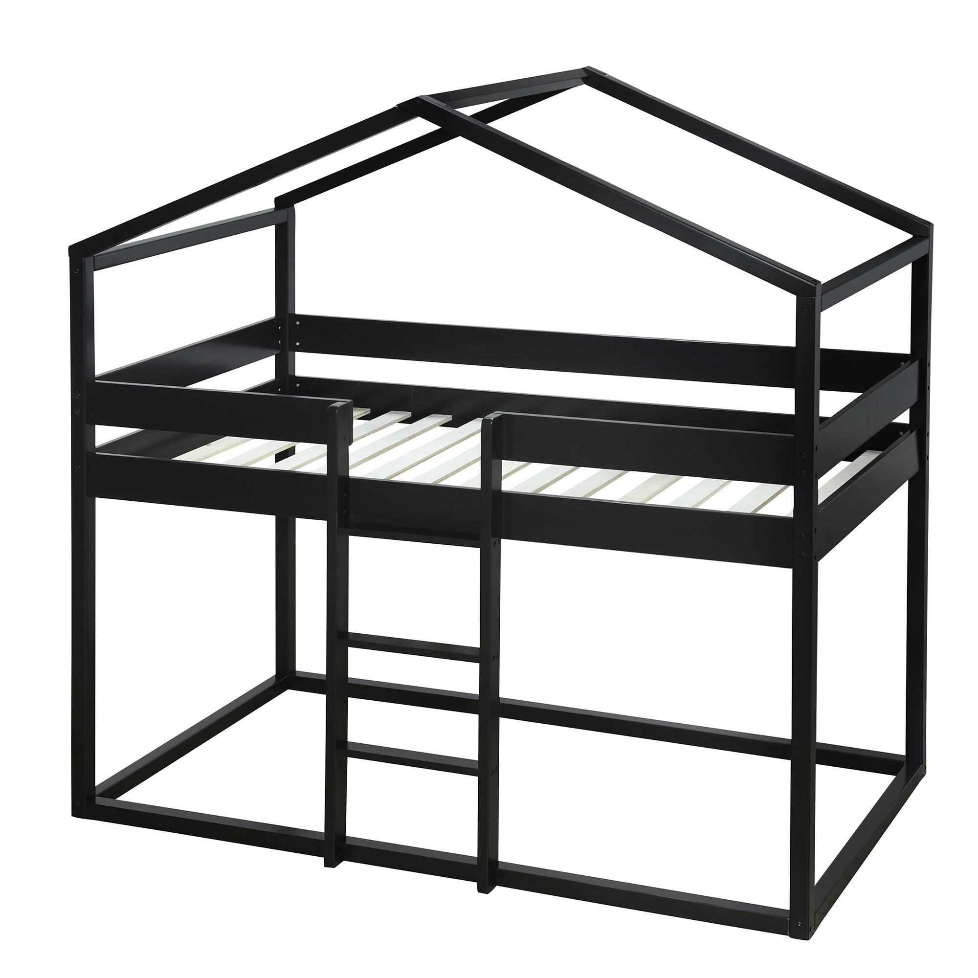 Twin Over Twin Bunk Bed Wood Bed with Tent, Espresso - Atlantic Fine Furniture Melbourne FL