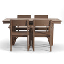 5 Piece Outdoor Dining Set For 4, Patio Table With Umbrella Hole And 4 Armrest Chairs For Backyard, Lawn, Deck, Or Poolside - Brown