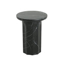 Outdoor Lightweight Concrete BMarble Effect Side Table, Living Room End Table - Black / Marble