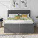 Queen Size Upholstered Platform Bed with Storage Underneath, Gray