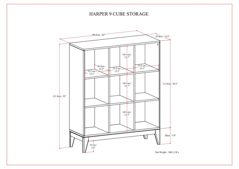 Harper - 9 Cube Storage - Walnut Brown