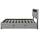Upholstered Platform Bed With Storage Headboard, Trundle & 2 Drawers And A Set Of Sockets & USB Ports