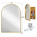 Arched Recessed Medicine Cabinet, Metal Framed Bathroom Wall Cabinet With Mirror And Adjustable Shelves, Wall Mirror With Storage For Bathroom