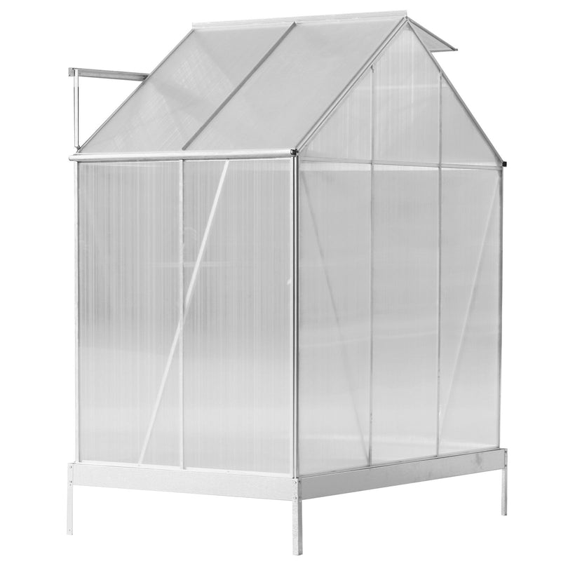 Polycarbonate Greenhouse, Heavy Duty Outdoor Aluminum Walk-In Green House Kit With Rain Gutter, Vent And Door For Backyard Garden