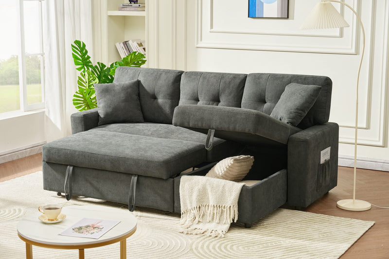 Sectional L Shaped Sofa Couch Bed With USB Port