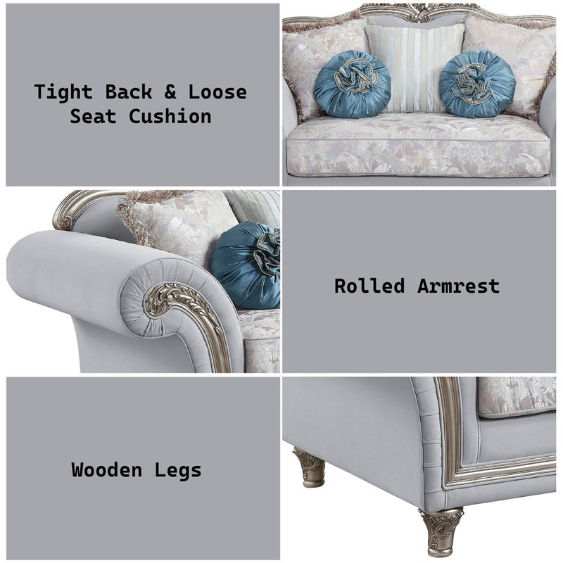Pelumi - Loveseat - Light Gray Linen & Platinum - Finish - Atlantic Fine Furniture Inc