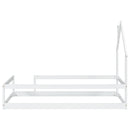 Twin Size Wood bed with House-shaped Headboard Floor bed with Fences,White