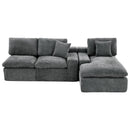 Cloud Sectional Sofa With Double Layer Cushion And Side Pockets, Free-Combined