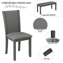 Modern 6 Piece Dining Table Set With Bench And Chairs For Dining Room Or Kitchen - Gray