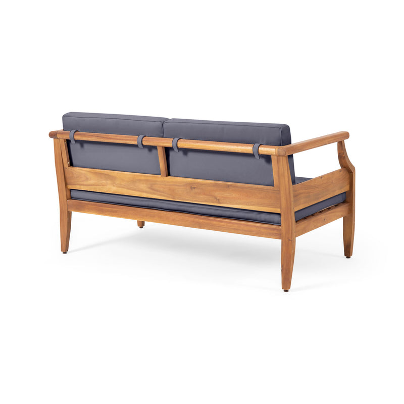 Aston - 2 Piece Wood Outdoor Patio Conversation Seating Set With Cushions