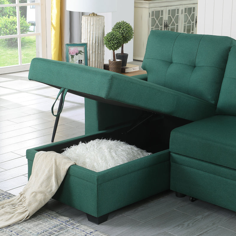 Upholstered Pull Out Sectional Sofa With Chaise