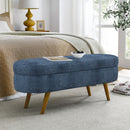 Modern Ottoman Oval Storage Bench With Rubber Wood Legs