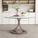 Round Dining Table With 360° Rotating Lazy Susan Scratch & Heat For Dining Room & Kitchen, Table Only - White