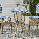 French Bistro Table Outdoor Elegance - White / Blue