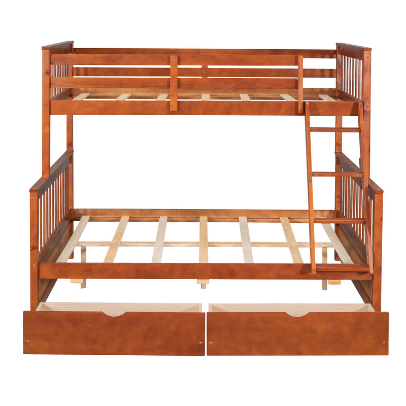 Twin Over Full Bunk Bed With Ladders And Two Storage Drawers