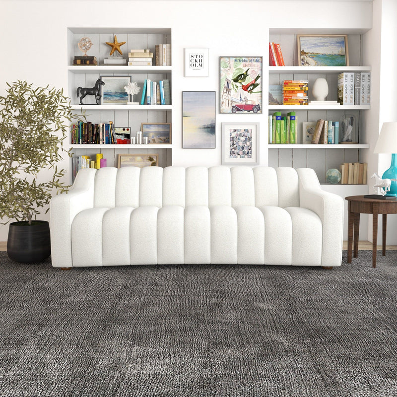 Marcus - Luxury Tight Back Boucle Couch - Cream / Creamy White / Ivory