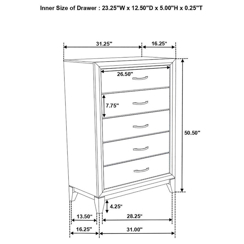 Watson - 5-Drawer Bedroom Chest - Gray Oak