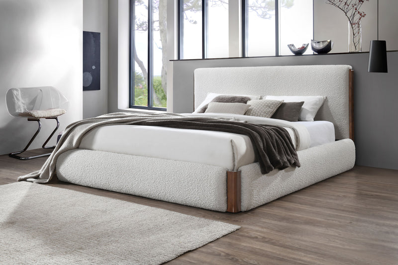 Sandro - Eastern King Bed Boucle - Walnut / White