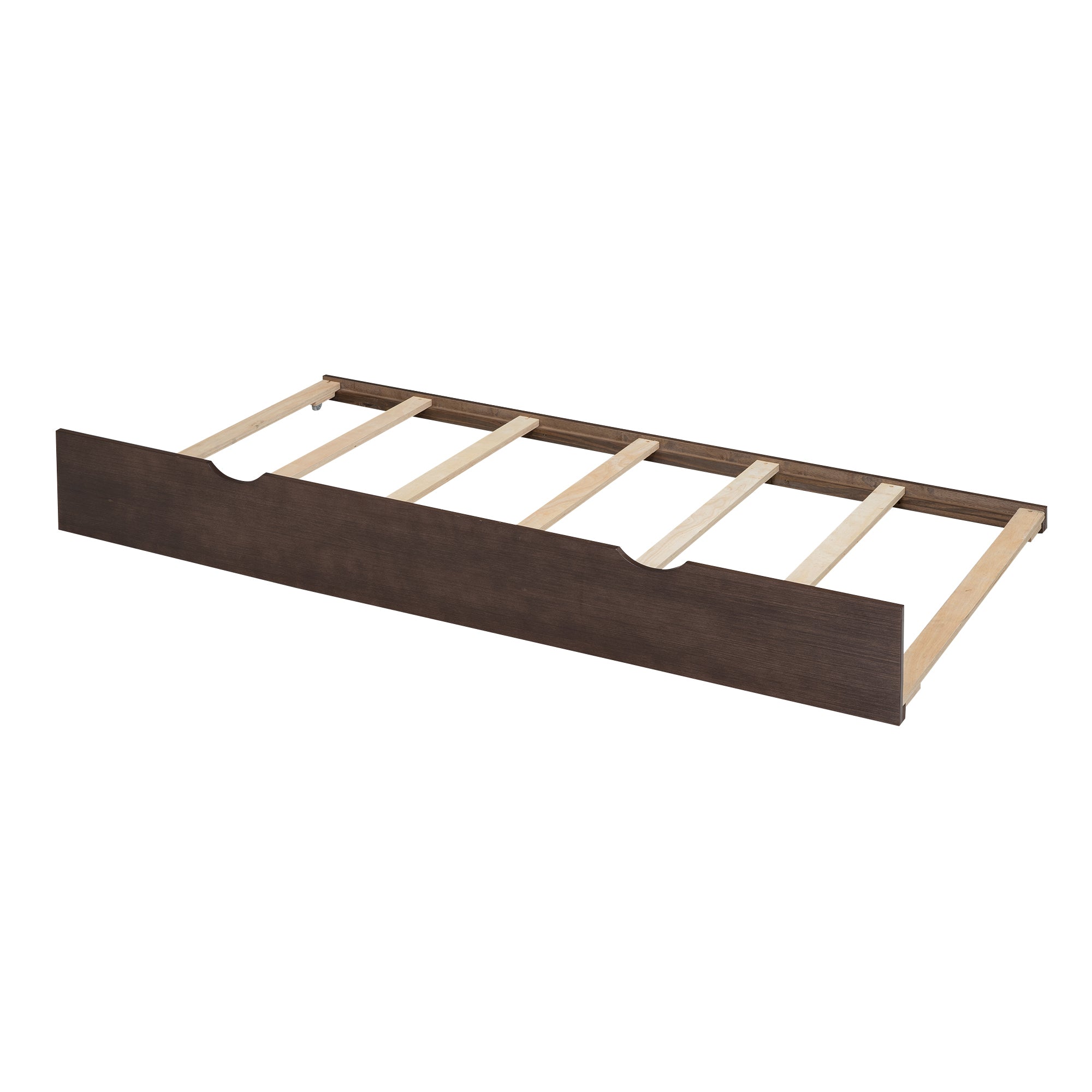 Full Size Storage Platform Bed with Pull Out Shelves, Twin Size Trundle and 2 Drawers, Espresso - Atlantic Fine Furniture Melbourne FL