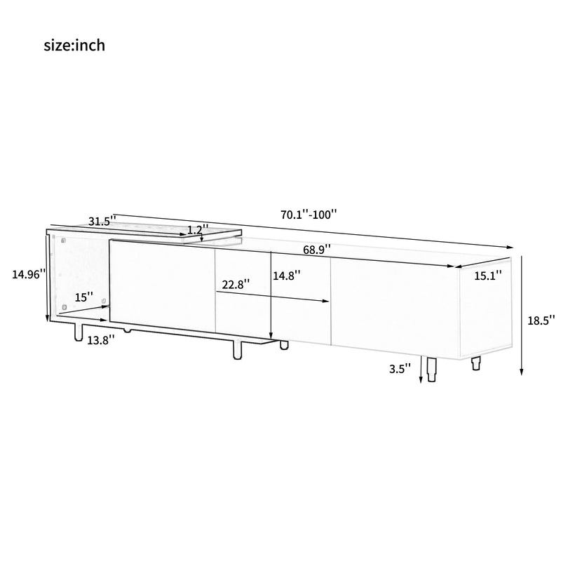 Modern Stylish Extendabletv Stand TV Cabinet For 80" TV