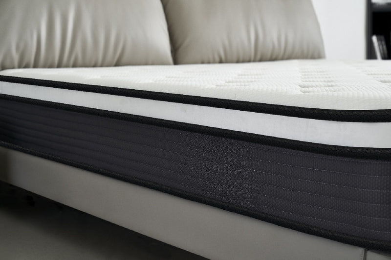 10" King Hybrid Mattress A Box, Pillow Top Bed Cushion With Breathable And Hypoallergenic Design, Medium Firm For Lumbar Support - White / Gray