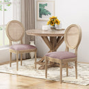 Elegant Dining Chair Set With Cane And Fabric Upholstery