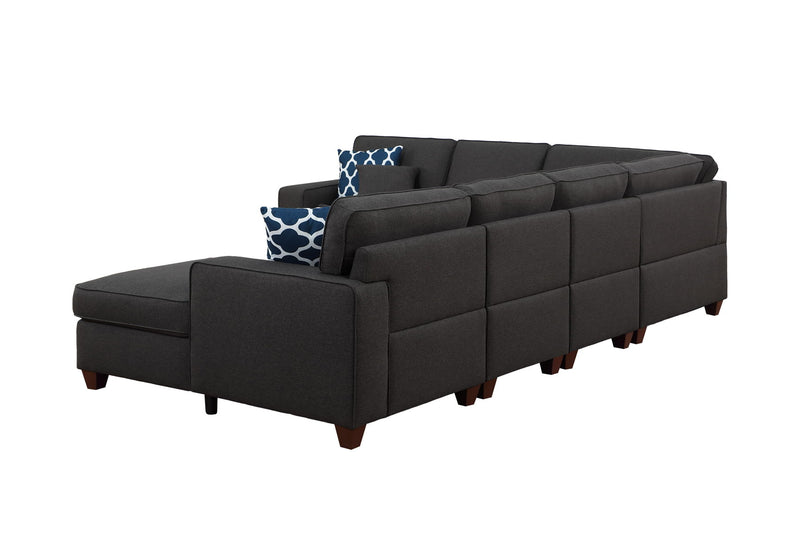 Aspen - Sectional Sofa With Chaise And Ottoman - Dark Gray